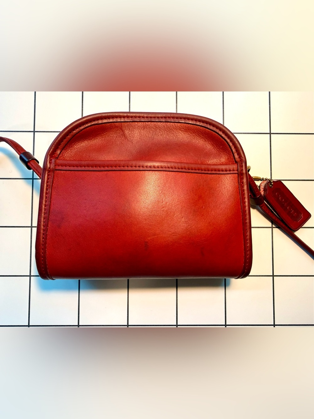 Vintage Coach 9017 Abbie Zip crossbody bag red leather 1997 - project bag - Picture 2 of 16